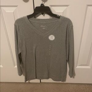 Kim Rogers Women's Heather Gray V-Neck Top Large (New With Tags)